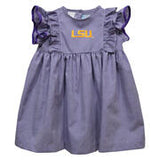 Maggie LSU Gingham Ruffle Dress