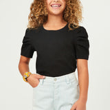 Black Puff Sleeve Top