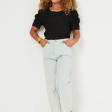 Black Puff Sleeve Top