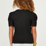 Black Puff Sleeve Top