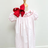 Candy Canes Smocked Pink Bishop Dress