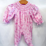 Girls Pink French Toille Footie