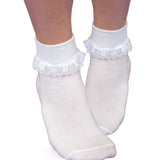 Smooth Toe Simplicity Lace Turn Cuff Socks White