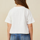 White Ruffle Pocket Tee