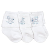 Baby Boy Applique Turn Cuff 3 Pair Socks