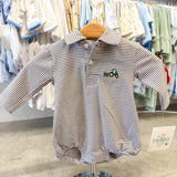 Gray Striped Tractor Polo Bubble