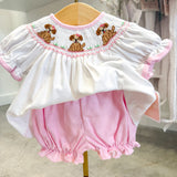 Puppies Girls- Pink Bishop Bloomer Set
