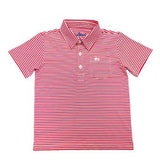 Boys Inshore Performance Polo Red Stripes