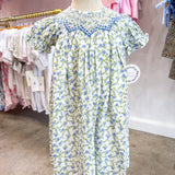 Jessica Blue Floral Smocked Dress