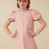Blush Pleated Vegan Leather Dress