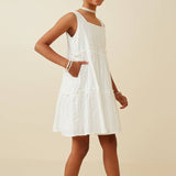 Mallory Off White Ruffle Tiered Dress