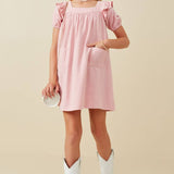 Blush Patch Pocket Ruffled Dress