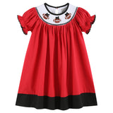 Red and Black Football Smocked Dress