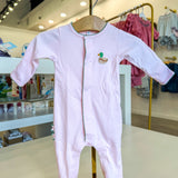 Mini Mallard Embroidered Ruffle Pink Footie