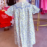 Jessica Blue Floral Smocked Dress