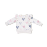 Hearts French Terry Ruffle Sweatshirt