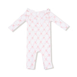 Ribbon Bow Trellis LS Ruffle Romper