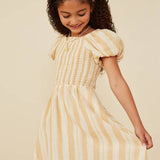 Mya Yellow Striped Smocked Dress