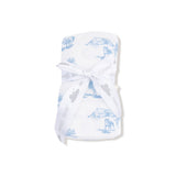 Farm Toile Blue Swaddle Blanket