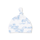 Farm Toile Blue Knotted Hat