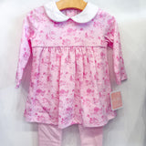 Girls Pink French Toille Pants Set