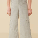 Girls Stretchy Pinstripe Cargo Carpenter Pants