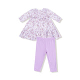 Sweet Dream Floral Smocked Ruffle LS Dress + Leggings