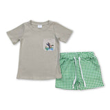 Duck Pocket Tee Plaid Shorts Set