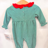 Green Striped Santa Ruffle Romper