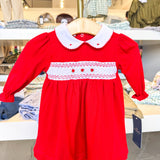 Chris & Eve's Smocked LS Red Dress