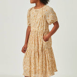 Yellow Ditsy Floral Tiered Dress