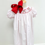 Candy Canes Smocked Pink Bishop Dress