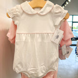Isabella White Bubble With Pink Piping