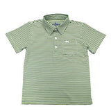 Boys Inshore Performance Polo Green Stripes