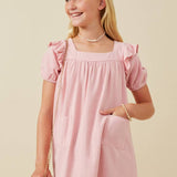 Blush Patch Pocket Ruffled Dress