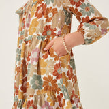 Mixed Floral LS Dress