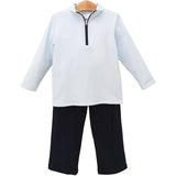 Evan Pullover Pants Set- Mini Blue Gingham