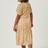 Yellow Ditsy Floral Tiered Dress