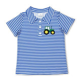 Blue Striped Tractor Polo Shirt