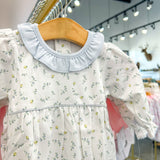 Mia Blue Floral Long Sleeve Bubble