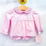 Girls Pink Knit Bloomer Set Liberty Trim