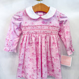Girls Pink French Toille Print Dress