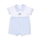 Boys Golf Carts Blue Polo Shortie W/ Contrast