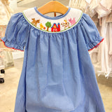 Farm Girl's - Blue Gingham Bishop Dress