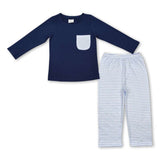 Navy Striped Pants Set