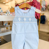 Light Blue Cross Smocked Jon Jon