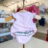 Mini Mallard Embroidered Ruffle Pink Diaper Set