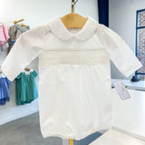 Emery White Smocked Bubble