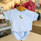 Mini Mallard Embroidered Blue Diaper Set