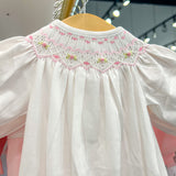 Sally White Smocked Gown